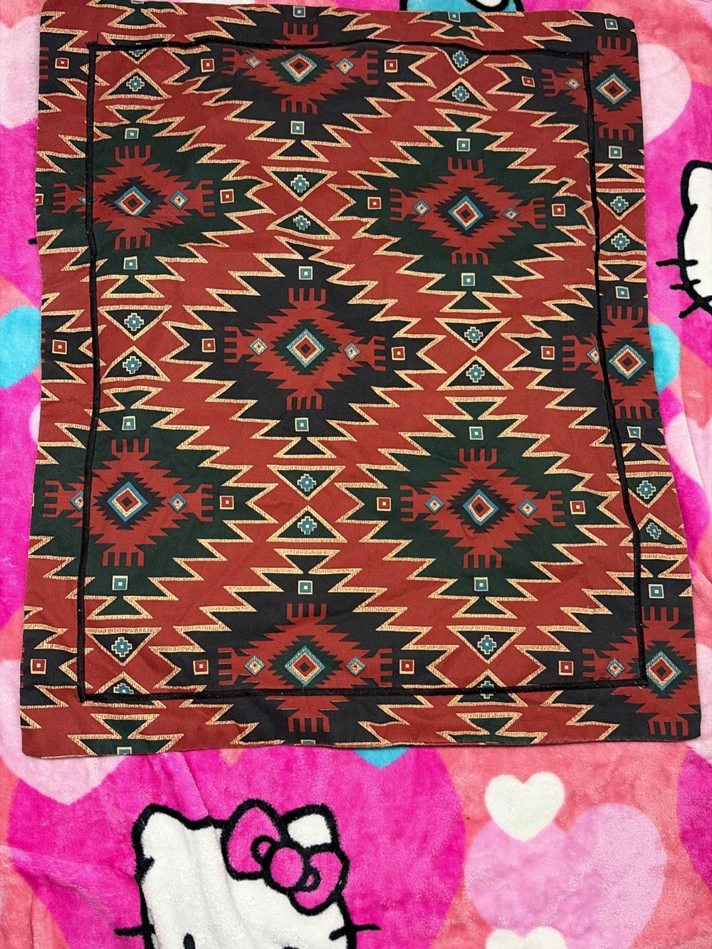 Source Unknown Southwest-Style Pillow Cover - Rust Red, Green & Black
